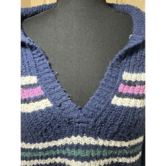 Free People Kennedy Pullover Sweater Midnight Sail Combo‎ Women's SMALL - Picture 7 of 11